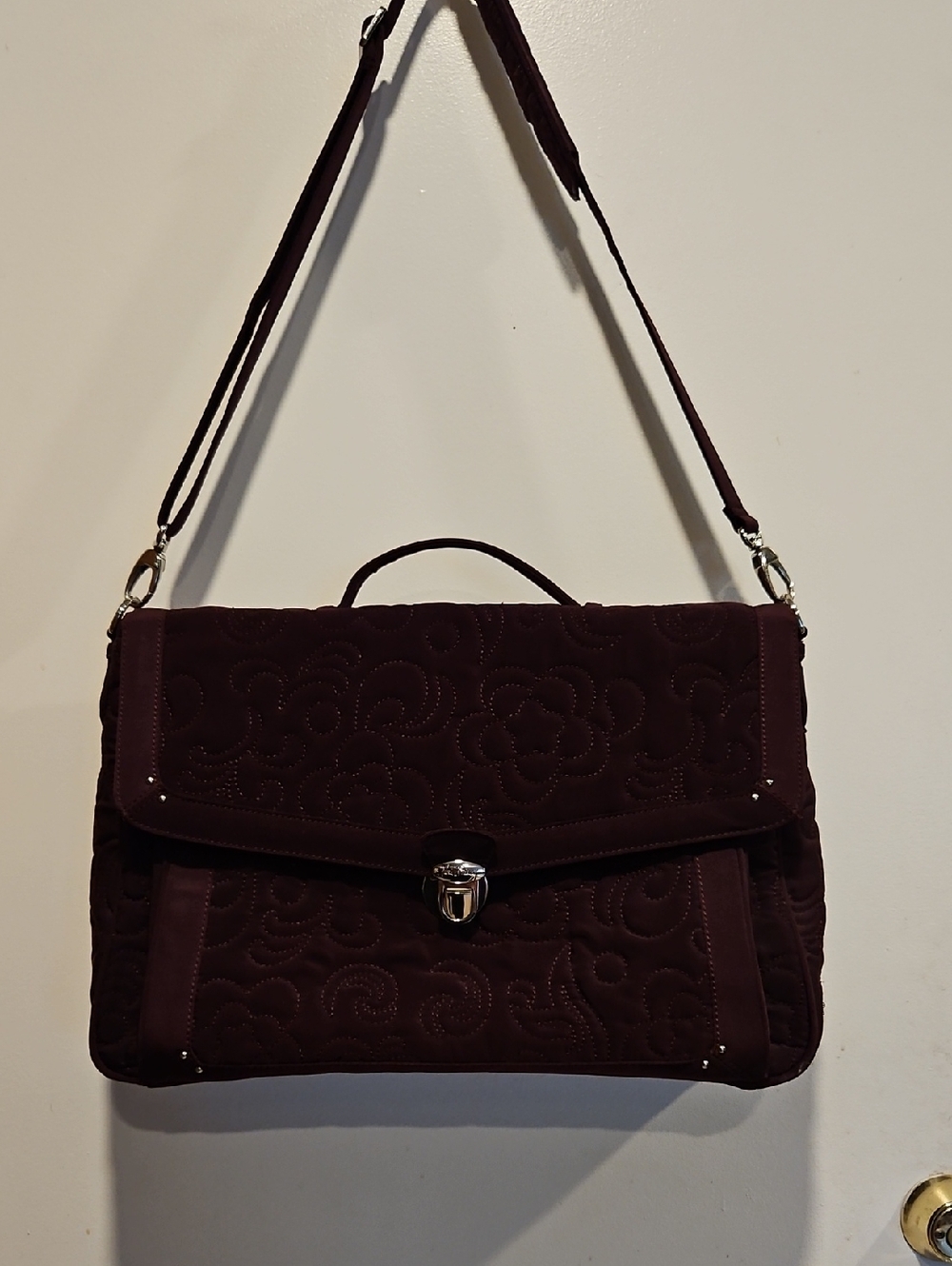 Vera Bradley Quilted Floral Satchel in Plum